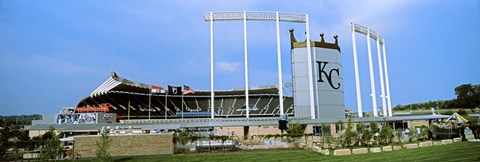 Framed Baseball stadium in a city, Kauffman Stadium, Kansas City, Missouri Print