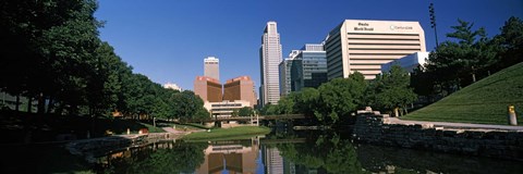 Framed Buildings at the waterfront, Qwest Building, Omaha, Nebraska Print
