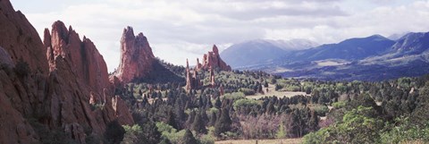 Framed Rock formations on a landscape, Garden of The Gods, Colorado Springs, Colorado Print