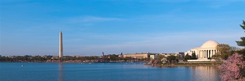 Framed Cherry blossoms at the Tidal Basin, Jefferson Memorial, Washington Monument, National Mall, Washington DC, USA Print