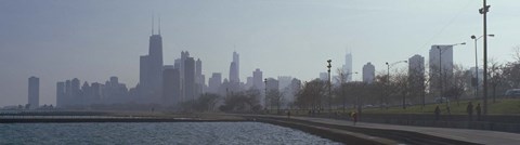 Framed Lakefront skyline at misty morning, Chicago, Cook County, Illinois, USA Print