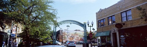 Framed Street scene, Lincoln Square, Chicago, Cook County, Illinois, USA Print