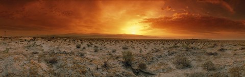 Framed Sunset over a desert, Palm Springs, California, USA Print