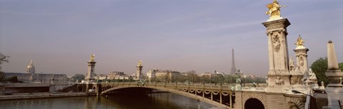 Framed Bridge over a river, Alexandre III Bridge, Eiffel Tower, Paris, France Print