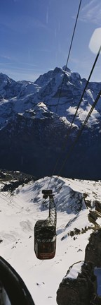 Framed High angle view of an overhead cable car, Jungfrau, Bernese Oberland, Swiss Alps, Switzerland Print