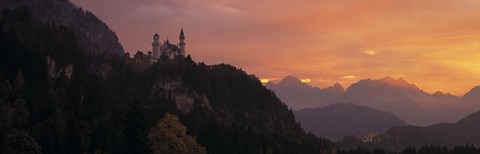 Framed Neuschwanstein Palace at dusk, Bavaria Germany Print