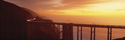 Framed Dusk Hwy 1 w/ Bixby Bridge Big Sur CA USA Print