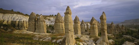 Framed Rock formations on a volcanic landscape, Cappadocia, Turkey Print