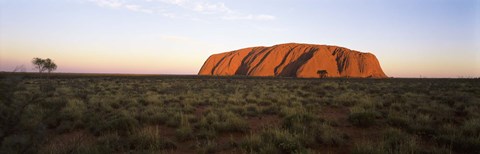 Framed Landscape with sandstone formation at dusk, Uluru, Uluru-Kata Tjuta National Park, Northern Territory, Australia Print