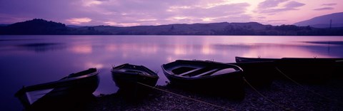 Framed Sunset Fishing Boats Loch Awe Scotland Print
