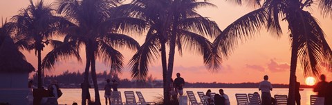 Framed Sunset on the beach, Miami Beach, Florida, USA Print