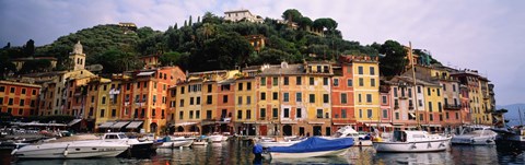 Framed Harbor Houses Portofino Italy Print