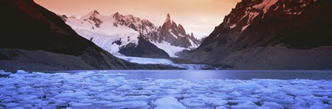 Framed Mountains covered in snow, Laguna Torre, Los Glaciares National Park, Patagonia, Argentina Print