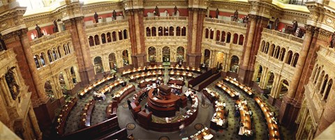 Framed High angle view of a library reading room, Library of Congress, Washington DC, USA Print