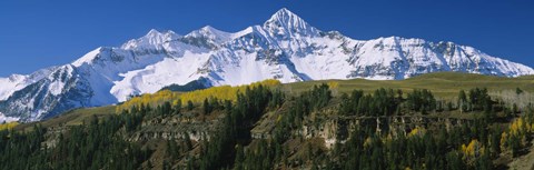 Framed Snowcapped mountains on a landscape, Wilson Peak in autum, San Juan Mountains, near Telluride, Colorado Print