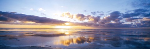 Framed Sunrise On Beach, North Sea, Germany Print