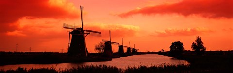 Framed Windmills Holland Netherlands Print