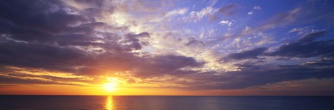 Framed Sunset, Water, Ocean, Caribbean Island, Grand Cayman Island Print