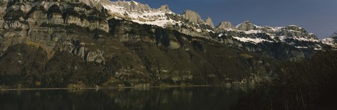 Framed Lake on mountainside, Lake Walensee, Zurich, Canton Of Zurich, Switzerland Print