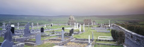 Framed Tombstones in a cemetery, Poulnabrone Dolmen, The Burren, County Clare, Republic of Ireland Print