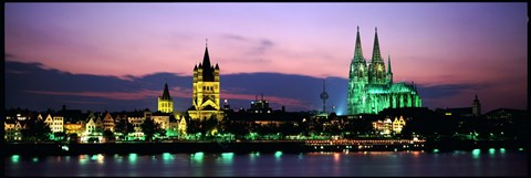 Framed Cityscape At Dusk, Cologne, Germany Print