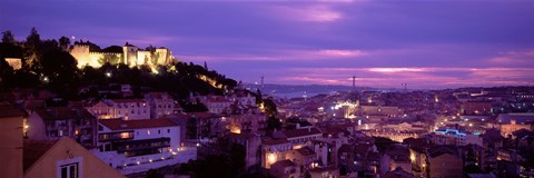Framed Elevated View Of The City, Skyline, Cityscape, Lisbon, Portugal Print