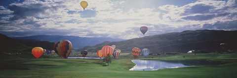 Framed Hot Air Balloons, Snowmass, Colorado, USA Print