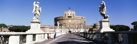 Framed Statues on both sides of a bridge, St. Angels Castle, Rome, Italy Print