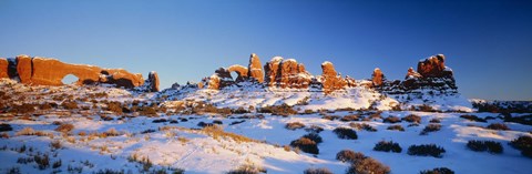 Framed Rock formations on a landscape, Arches National Park, Utah, USA Print