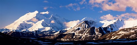Framed Mountain covered with snow, Alaska Range, Denali National Park, Alaska, USA Print