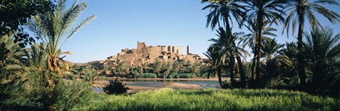 Framed Palm trees with a fortress in the background, Tiffoultoute, Ouarzazate, Marrakesh, Morocco Print
