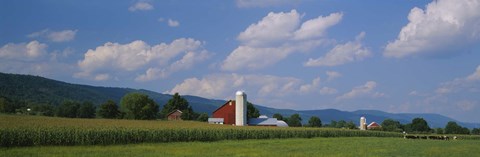 Framed Cultivated field in front of a barn, Kishacoquillas Valley, Pennsylvania, USA Print