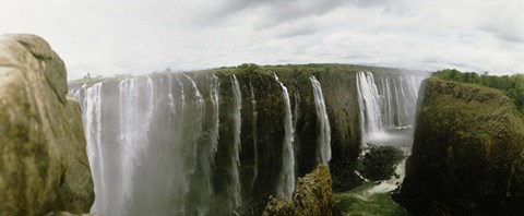Framed Water falling into a river, Victoria Falls, Zimbabwe, Africa Print