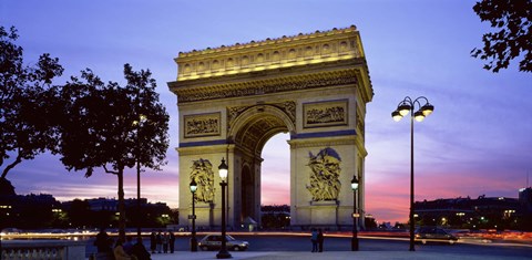 Framed Arc de Triomphe at dusk, Paris, France Print