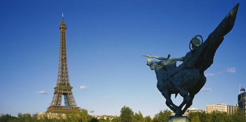 Framed Low angle view of a tower, Eiffel Tower, Paris, France Print