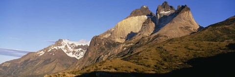 Framed Low angle view of a mountain range, Torres Del Paine National Park, Patagonia, Chile Print