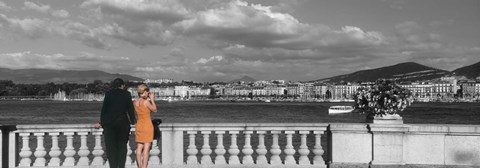 Framed Couple at Leman Geneva Switzerland Print