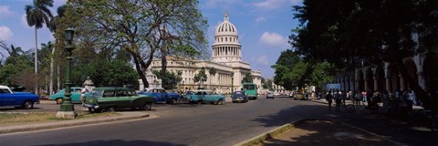 Framed Building along a road, Capitolio, Havana, Cuba Print