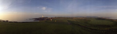 Framed Golf course with a lighthouse in the background, Turnberry, South Ayrshire, Scotland Print