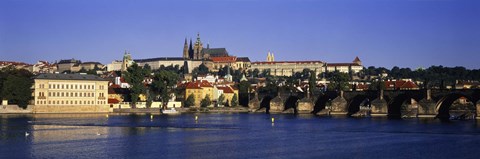 Framed Charles Bridge and Buildings along the River, Prague Czech Republic Print