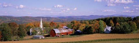 Framed High angle view of barns in a field, Peacham, Vermont Print