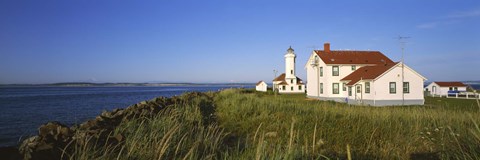 Framed Lighthouse on a landscape, Ft. Worden Lighthouse, Port Townsend, Washington State, USA Print