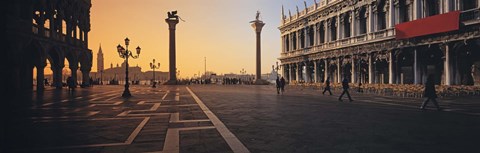 Framed People Walking Across A Street, The Piazetta With Palazzo Ducale And Libreria Vecchia, Venice, Italy Print
