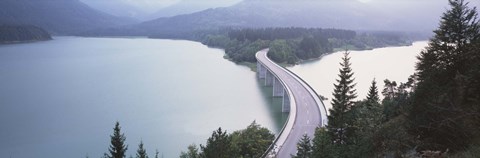 Framed Germany, Bavaria, Bridge over Sylvenstein Lake Print