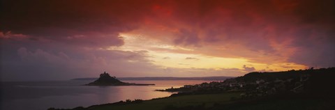 Framed Clouds over an island, St. Michael&#39;s Mount, Cornwall, England Print