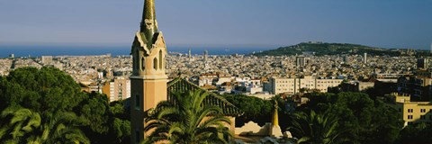 Framed High Angle View of Barcelona, Spain Print
