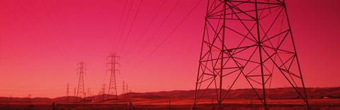 Framed Power Lines In The Valley, Central Valley, California, USA Print