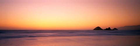 Framed Sunset over the ocean, Pacific Ocean, California, USA Print