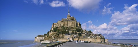 Framed Road leading towards a church, Le Mont Saint Michel, Normandy, France Print