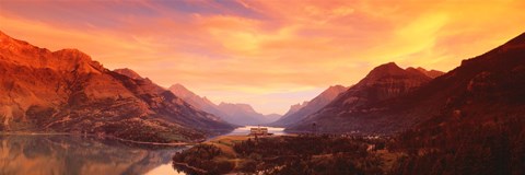 Framed Sunset Over Waterton Lakes National Park, Alberta, Canada Print